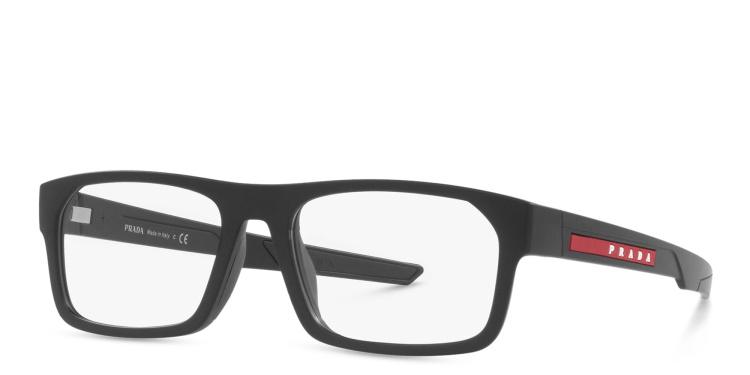 تسوق نظارة طبية بإطار مستطيل واسع برادا لينيا روسا بلون أسود أونلاين.