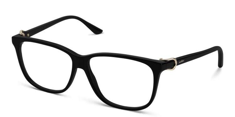 Shop Cartier Signature 'C'de Cartier Wide Rectangle Eyeglasses in Black online.