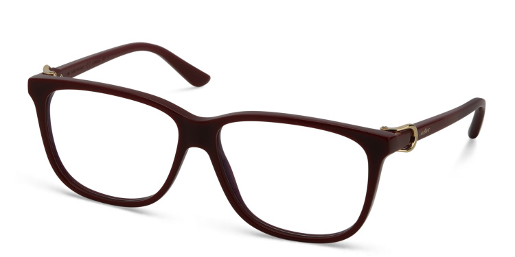 Shop Cartier Signature 'C'de Cartier Wide Rectangle Eyeglasses in Burgundy online.