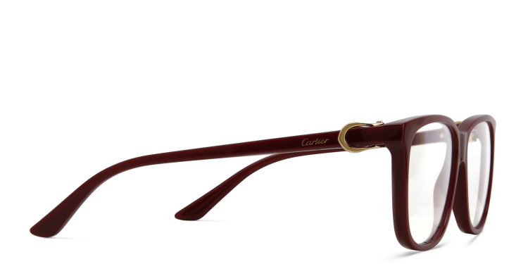 Shop Cartier Signature 'C'de Cartier Wide Rectangle Eyeglasses in Burgundy online.