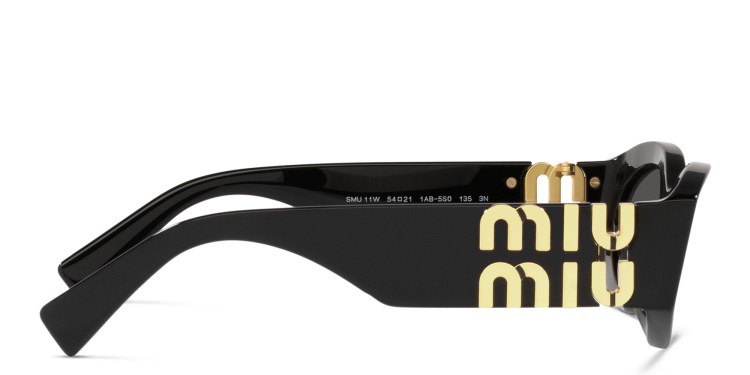 Shop MIU MIU Oval Sunglasses in Black online.