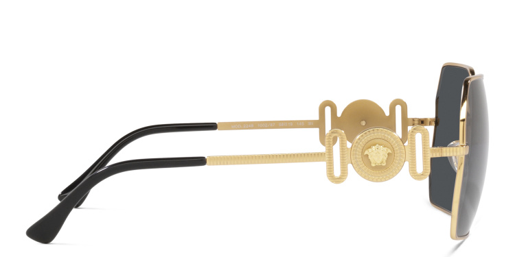 Shop VERSACE Medusa-Embellished Irregular Sunglasses in Gold online.
