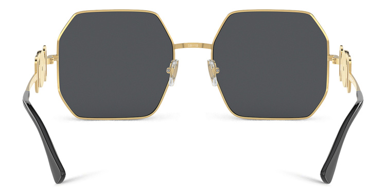 Shop VERSACE Medusa-Embellished Irregular Sunglasses in Gold online.