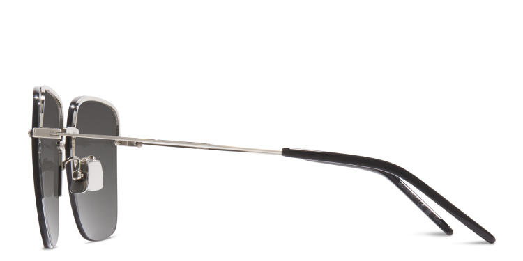 تسوق نظارات شمسية مربّعة بنصف إطار سان لوران بلون فضي أونلاين.