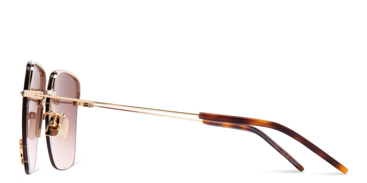 Shop SAINT LAURENT Half-Rim Square Sunglasses in Gold online.