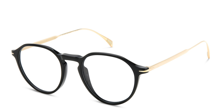 Shop DAVID BECKHAM Panthos Eyeglasses in Gold online.