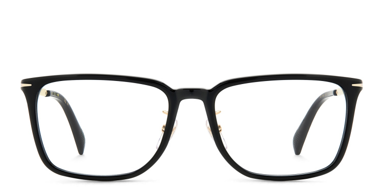 Shop DAVID BECKHAM Rectangle Eyeglasses in Gold online.