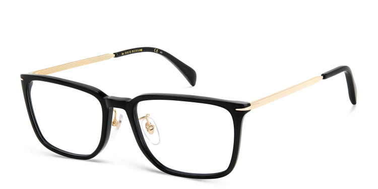 Shop DAVID BECKHAM Rectangle Eyeglasses in Gold online.