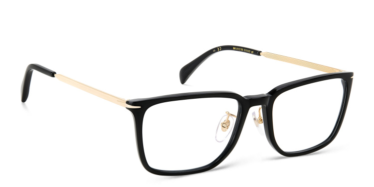 Shop DAVID BECKHAM Rectangle Eyeglasses in Gold online.