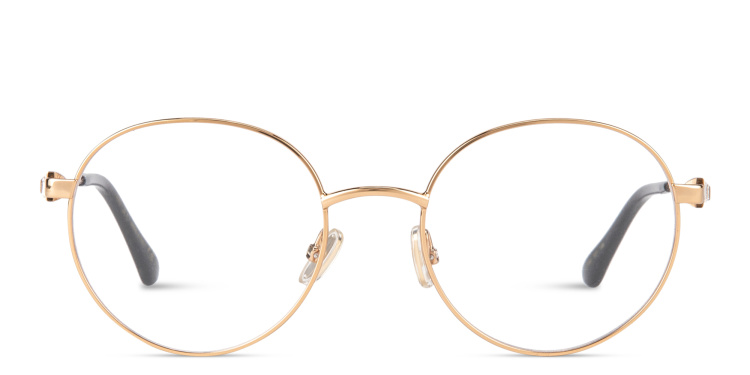 Shop JIMMY CHOO Crystal & Glitter Panthos Eyeglasses in Gold online.