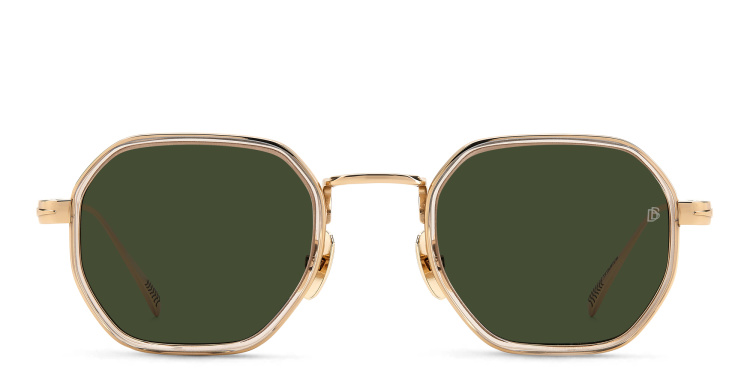 Shop DAVID BECKHAM Irregular Sunglasses in Gold online.