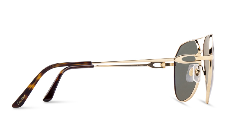 Shop Cartier Signature C de Cartier Pilot Sunglasses in Gold online.