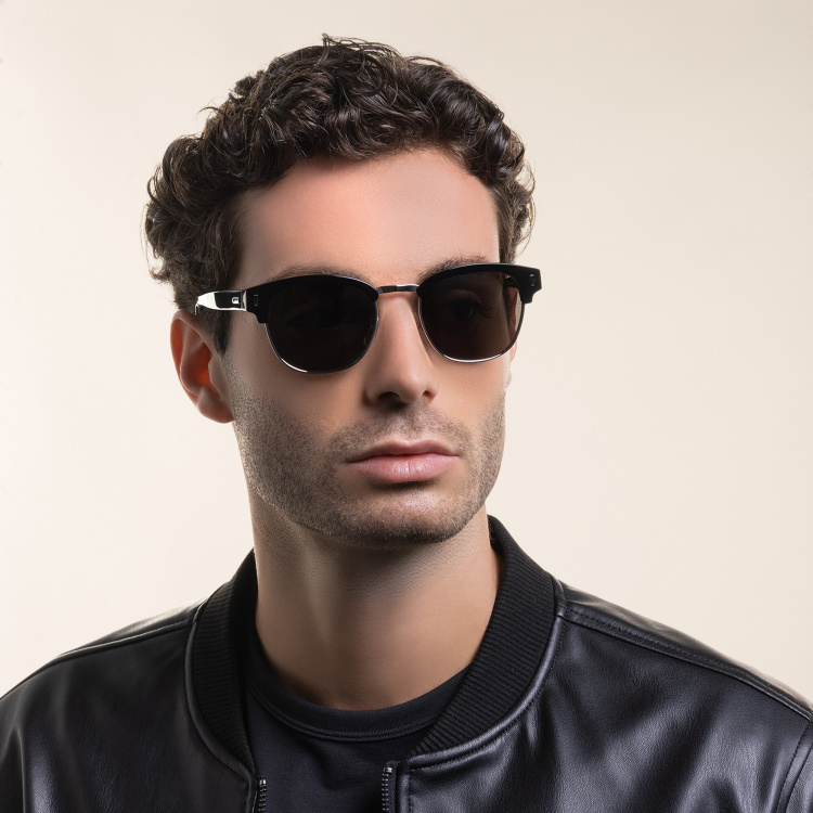 Shop Cartier Signature 'C'de Cartier Square Sunglasses in Black online.