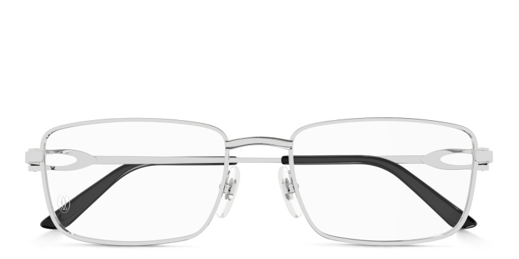 Shop Cartier Signature 'C'de Cartier Rectangle Eyeglasses in Silver online.