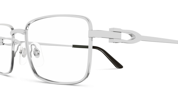 Shop Cartier Signature 'C'de Cartier Rectangle Eyeglasses in Silver online.