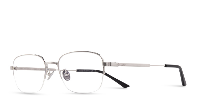 Shop Cartier Signature 'C'de Cartier Rectangle Eyeglasses in Silver online.
