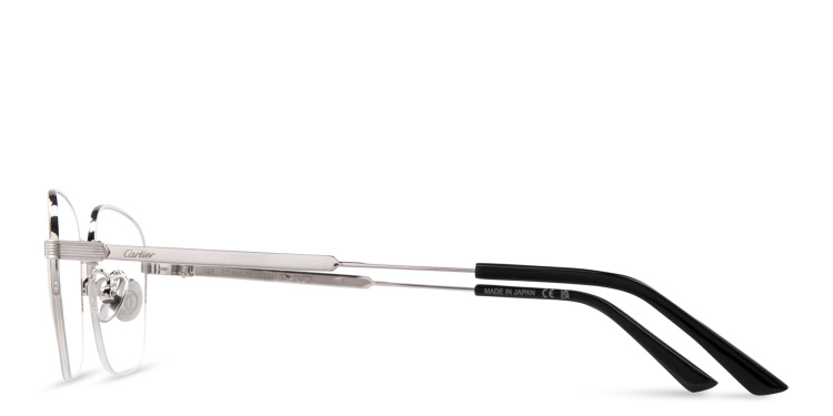 Shop Cartier Signature 'C'de Cartier Rectangle Eyeglasses in Silver online.