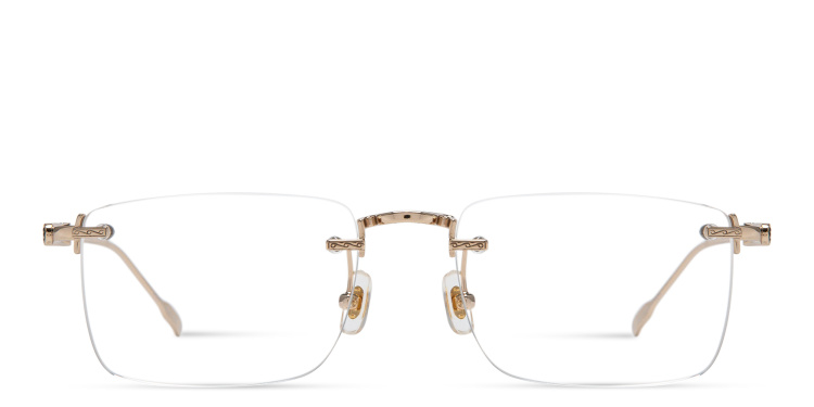 Shop MONTBLANC Rimless Rectangle Eyeglasses in Gold online.