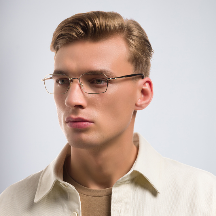 Shop MONTBLANC Rectangle Eyeglasses in Gold online.