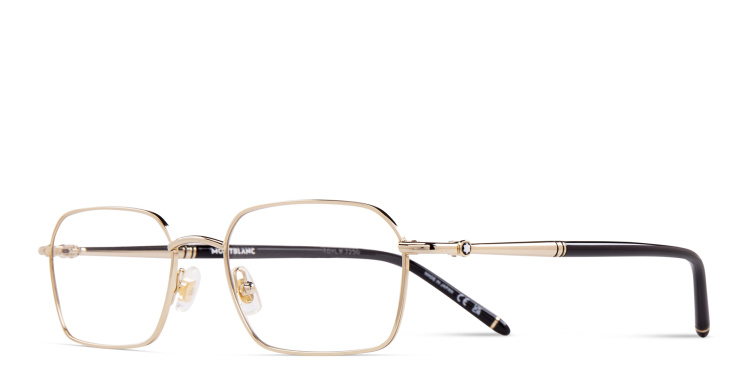 Shop MONTBLANC Rectangle Eyeglasses in Gold online.
