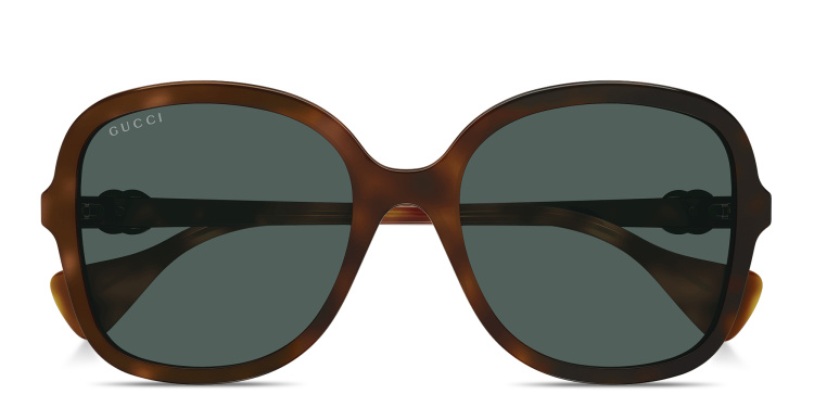 Shop GUCCI GG Logo Oversized Butterfly Sunglasses in Havana online.
