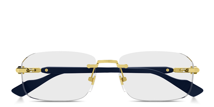 Shop GUCCI Web Wide Rimless Rectangle Eyeglasses in Gold online.