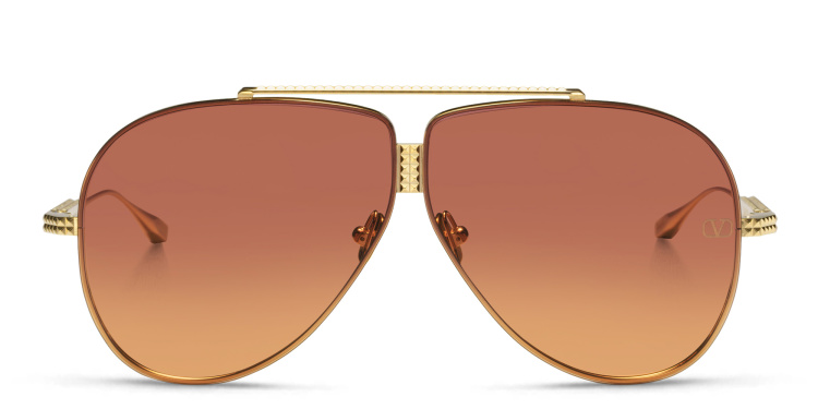 Shop VALENTINO Valentino XVI Unisex Aviator Sunglasses in Gold online.