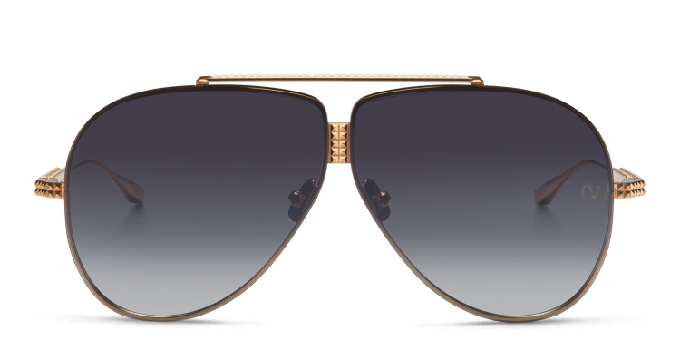 Shop VALENTINO XVI Unisex Aviator Sunglasses in Gold online.