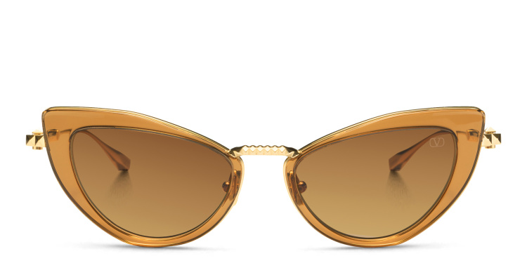 Shop VALENTINO Cat-Eye Sunglasses in Brown online.