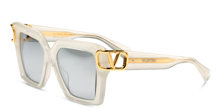 Shop VALENTINO V-Uno Oversized Square Sunglasses in White online.