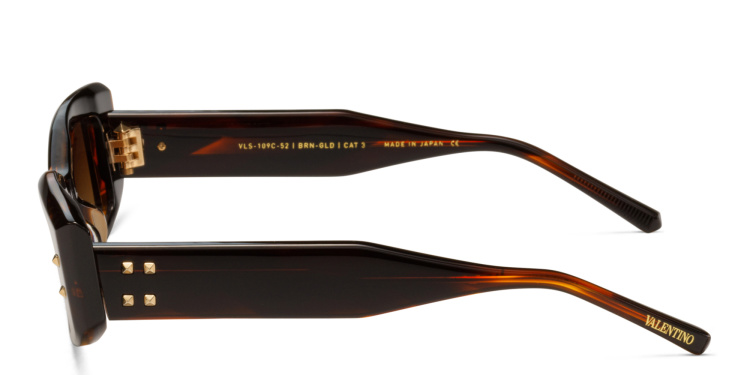 Shop VALENTINO Rectangle Sunglasses in Brown online.