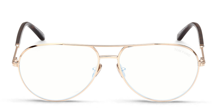 Shop TOM FORD Wide Pilot Eyeglasses in Gold online.