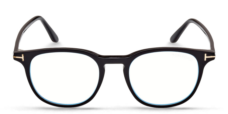 Shop TOM FORD Round Eyeglasses in Black online.