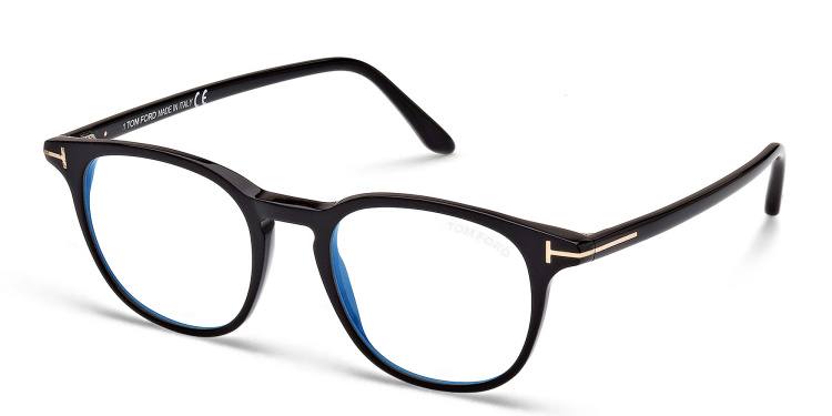 Shop TOM FORD Round Eyeglasses in Black online.
