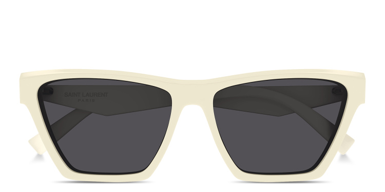 Shop SAINT LAURENT YSL Logo Cat-Eye Sunglasses in Beige online.