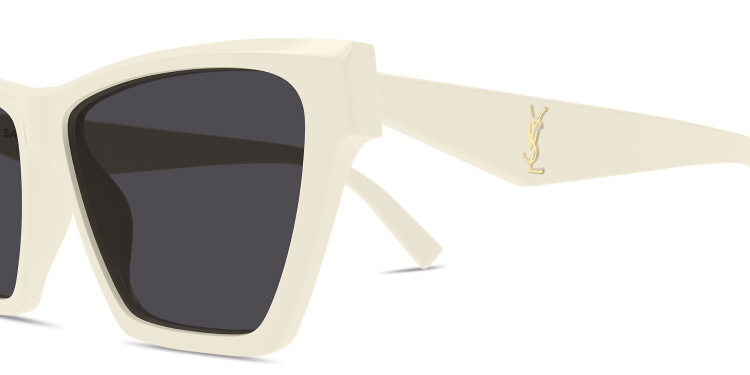 Shop SAINT LAURENT YSL Logo Cat-Eye Sunglasses in Beige online.