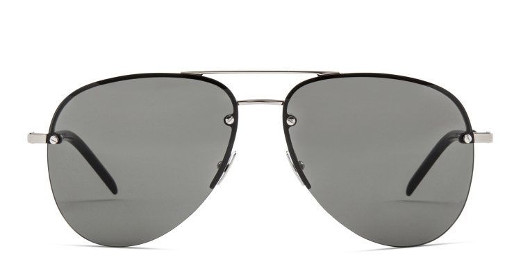 تسوق نظارات شمسية أفياتور بنصف إطار للجنسين سان لوران بلون فضي أونلاين.