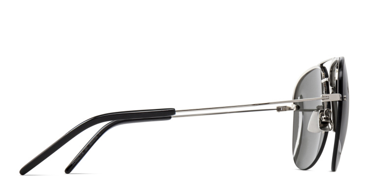 تسوق نظارات شمسية أفياتور بنصف إطار للجنسين سان لوران بلون فضي أونلاين.