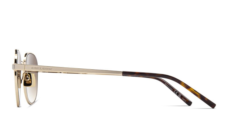 تسوق نظارات شمسية دائرية للجنسين سان لوران بلون ذهبي أونلاين.