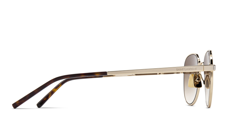 تسوق نظارات شمسية دائرية للجنسين سان لوران بلون ذهبي أونلاين.