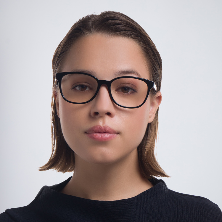 Shop SAINT LAURENT Square Eyeglasses in Black online.