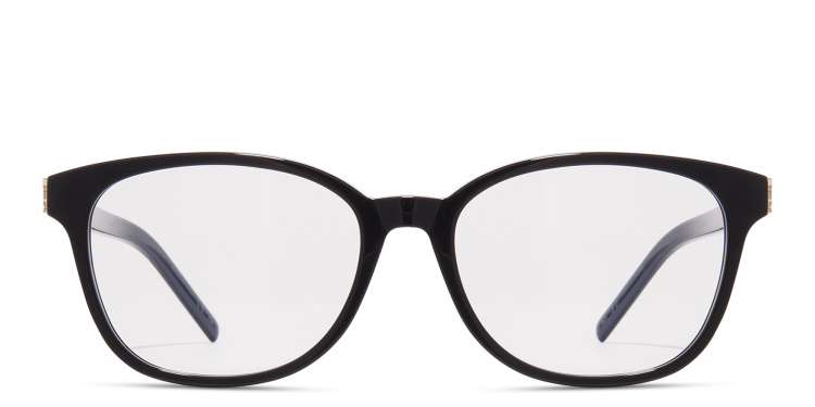 Shop SAINT LAURENT Square Eyeglasses in Black online.