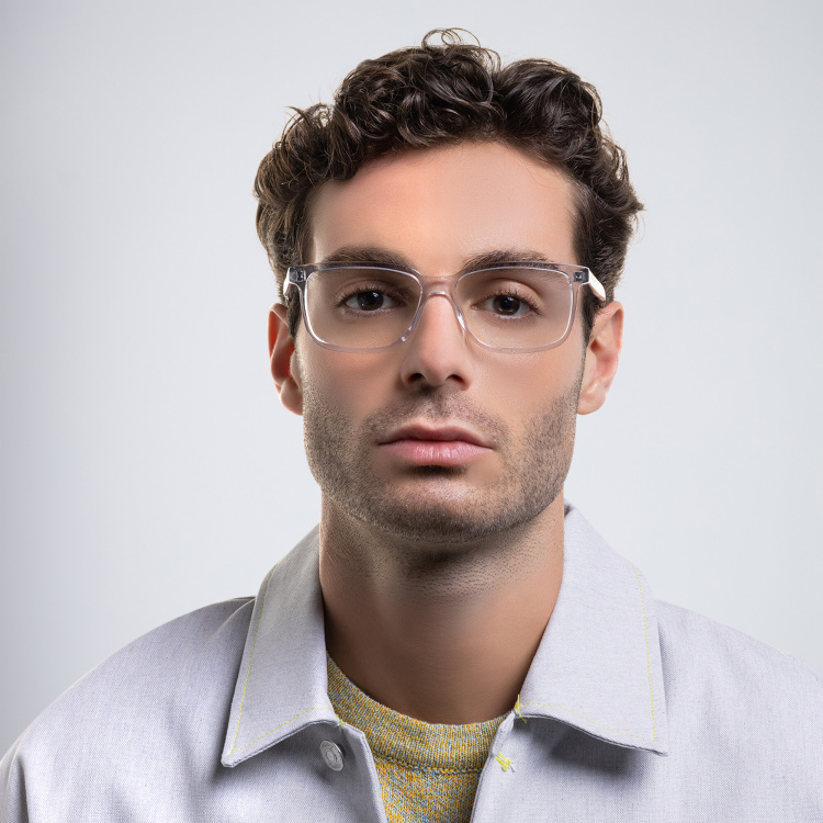 Shop SAINT LAURENT Wide Rectangle Eyeglasses in Grey online.