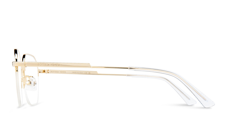 Shop BOTTEGA VENETA Half-Rim Irregular Eyeglasses in Gold online.