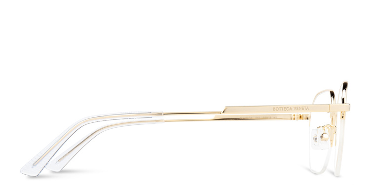 Shop BOTTEGA VENETA Half-Rim Irregular Eyeglasses in Gold online.