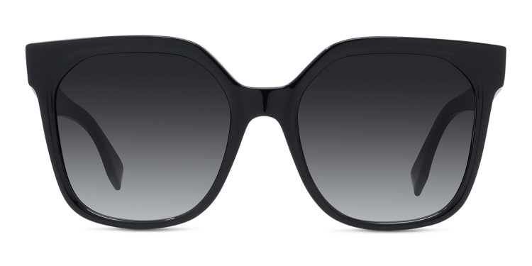 Shop FENDI Lettering Square Sunglasses in Black online.