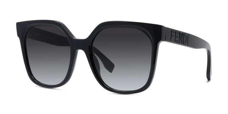Shop FENDI Lettering Square Sunglasses in Black online.