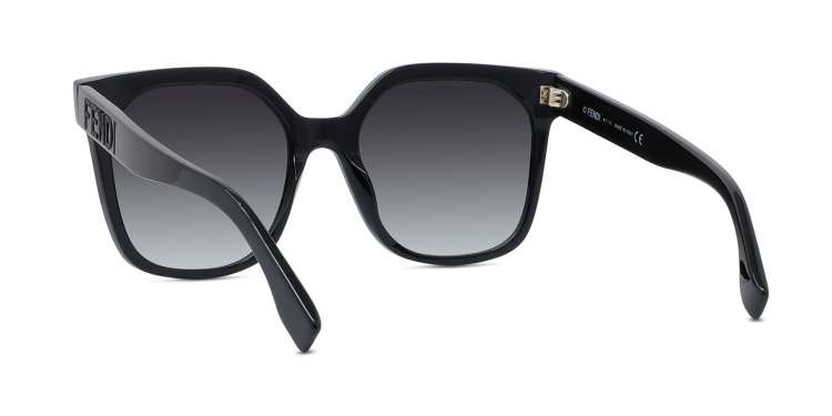 Shop FENDI Lettering Square Sunglasses in Black online.