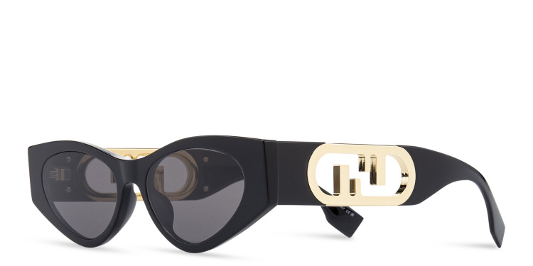 Shop FENDI O'Lock Cat-Eye Sunglasses in Black online.