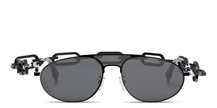 Shop FENDI O'Lock Pilot Sunglasses with Removable Chain in Black online.